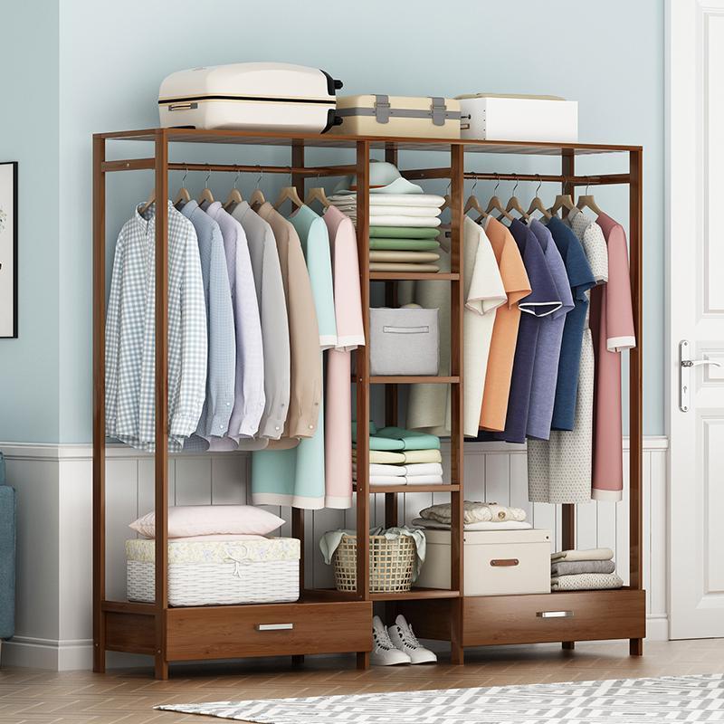 戴劲 衣架落地卧室衣帽架挂衣包架简易多功能简约收纳家用置物衣柜 120简易款高清大图