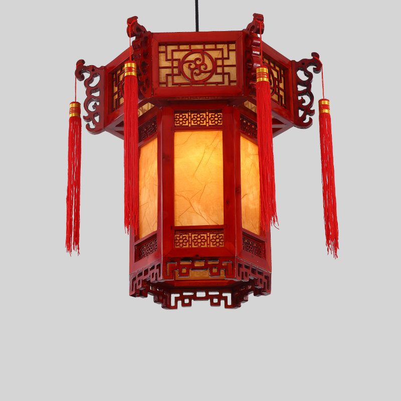 闪电客中式实木宫灯复古六角灯笼亭子古风宫殿长廊仿古建筑酒店宫廷