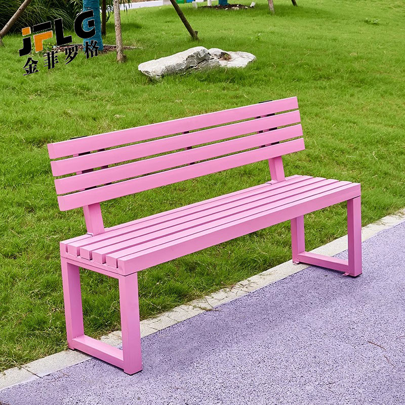 苏宁 金菲罗格 办公家具 户外公园防腐木带靠背长椅室外长条凳高清大图