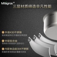 德国Milagros16cm奶锅汤锅迷你锅具无涂层304 /430食品级不锈钢三层复底宝宝辅食锅泡面锅单柄小锅 灶具通用