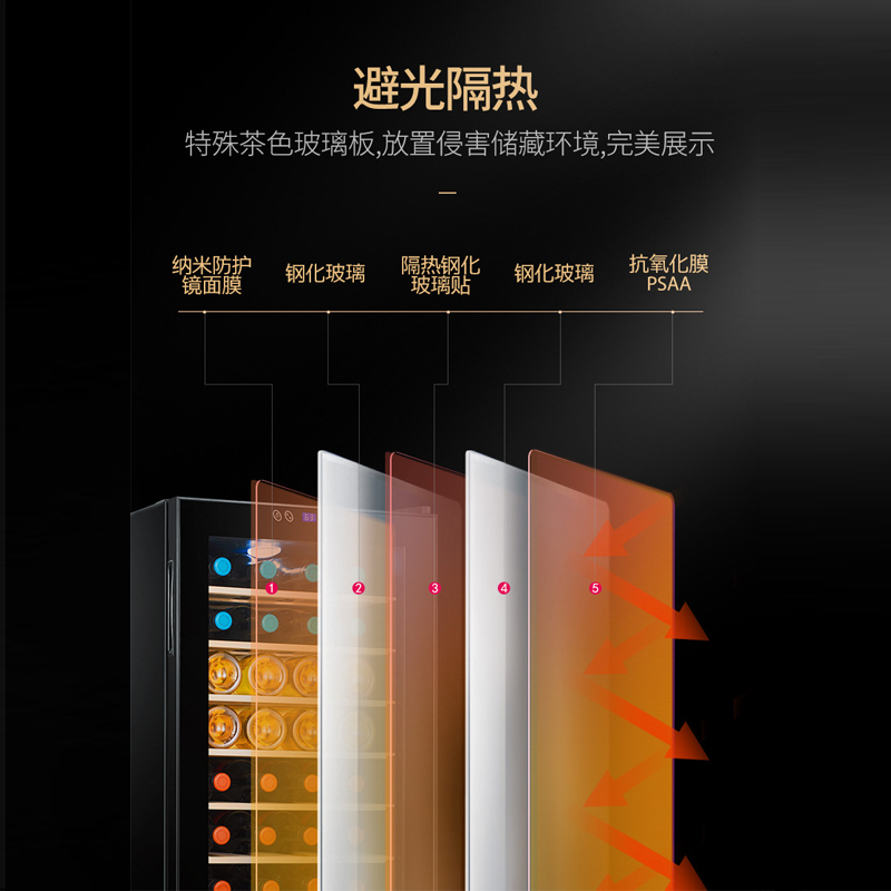 凯得(candor) CW-70FD 电子红酒柜恒温酒柜 冰吧 茶叶柜 雪茄柜 红酒柜冰箱家用 28支装 70L