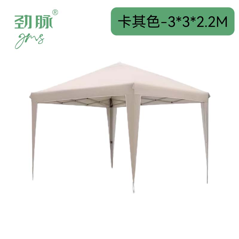 劲脉 露营四角帐篷 卡其色-3*3*2.2M 顶高清大图