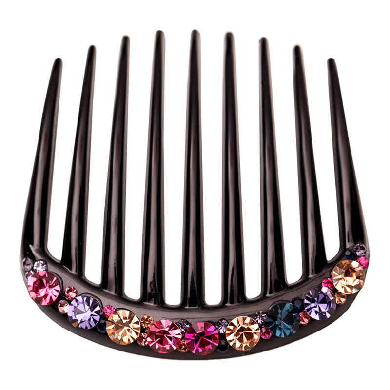 日韩水钻发饰枫叶插梳发梳盘发卡子发夹发卡头饰品成人女百搭发卡香槟