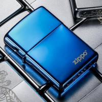 zippo打火机正品礼物黑冰古银蓝冰ZIPPO标志 芝宝黑裂漆zppo定制刻字 镜面/冰系列 花色多款多色 铜