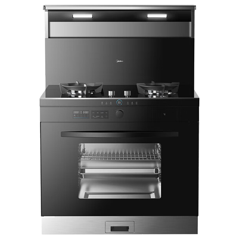 美的[晴空FX90 PRO]集成灶一体式 变频28风量 蒸汽洗 蒸烤炸一体 5.2kW燃气灶美的专利蒸汽洗高清大图