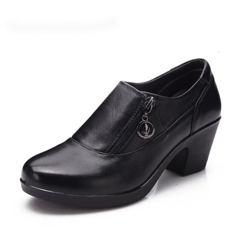 皮鞋女中跟中年女鞋大码春秋款粗跟软底中老年工作女单鞋女式防滑视频