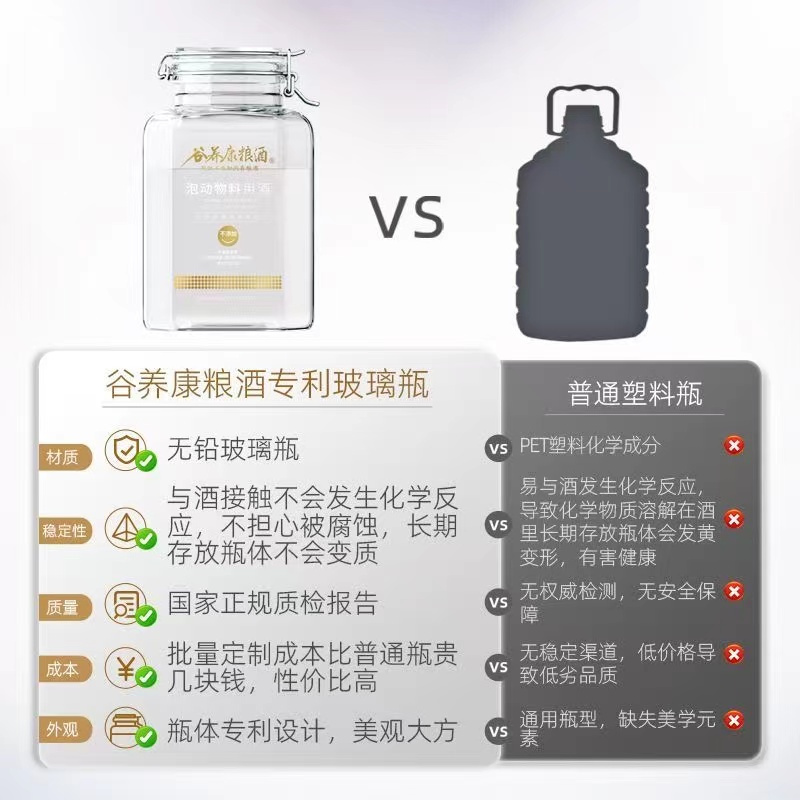 谷养康粮食酒 泡酒用酒高粱酒60度白酒2500ml 谷养康2.5升纯粮食酒泡植物动物泡水果酒坛装