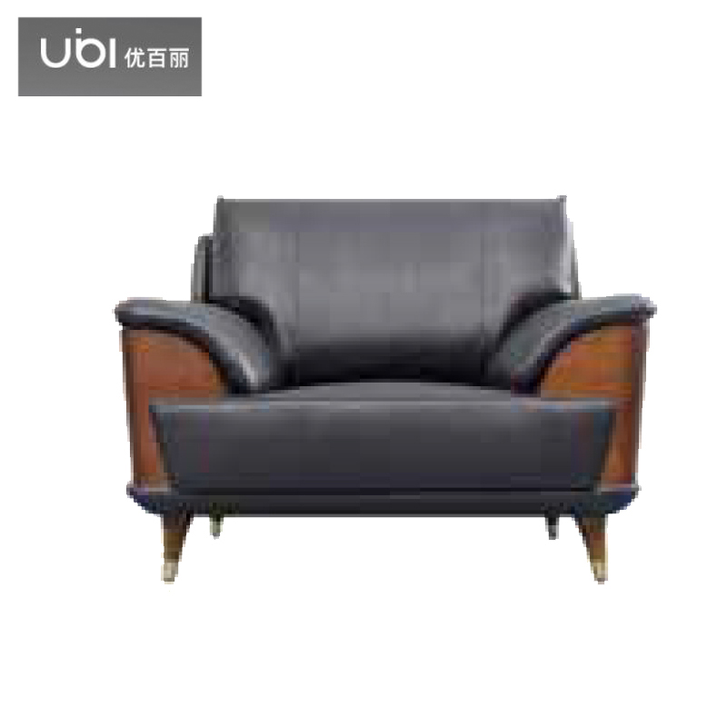 优百丽 F-1819 办公室沙发 办公家具 会客接待 现代简约家具 颜色尺寸可定制 单人位（黑色牛皮）