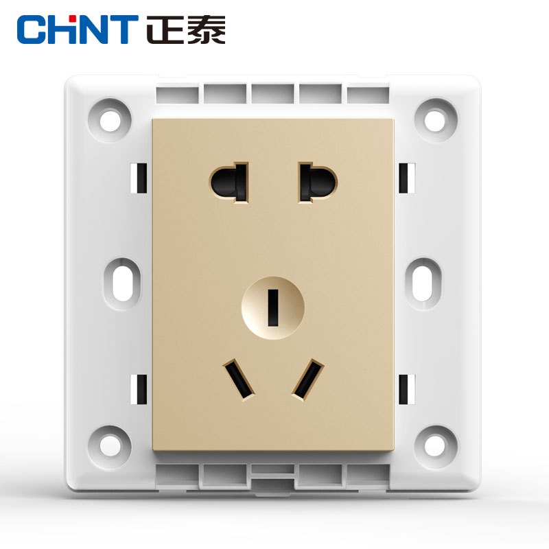 正泰(CHNT)开关插座面板86型墙壁开关电源二三插座NEW7i逸动系列金色
