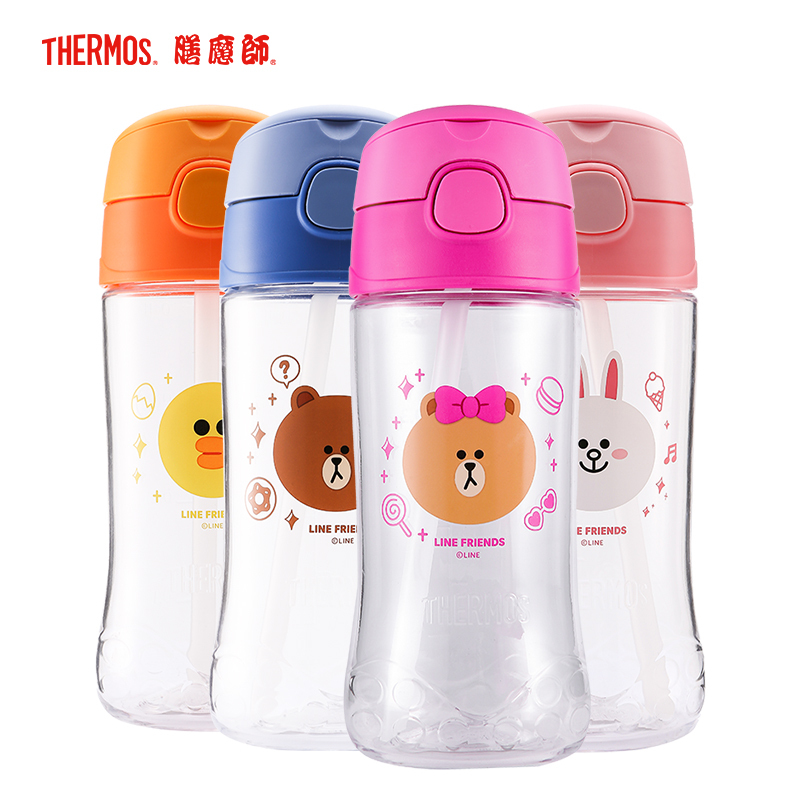 膳魔师(Thermos)纯色系Tritan塑料杯F4011T吸管杯 450ML家用/旅行/通用可爱卡通吸管杯 LF001