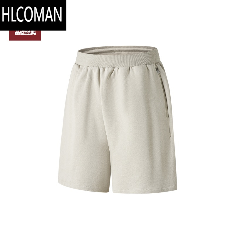 HLCOMANGUGR 380g 美式短卫裤毛圈底运动短裤男女基础款松紧腰五分裤