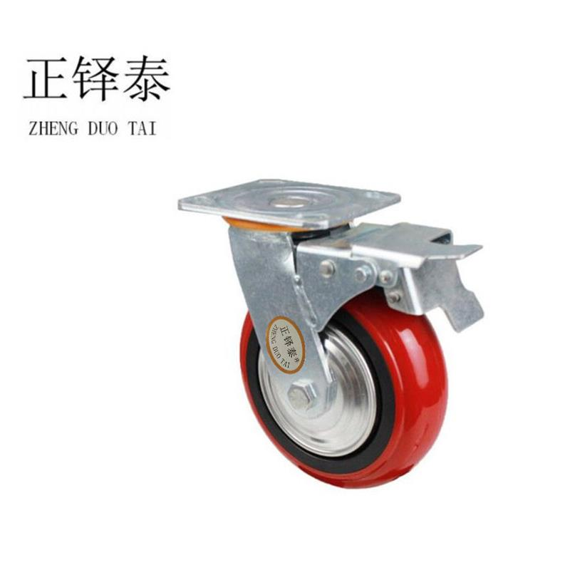 正铎泰 聚氨酯 耐磨 带刹车万向轮 3寸75mm/个高清大图