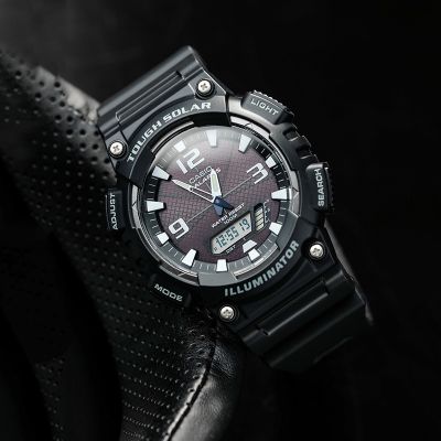 卡西欧防水运动手表男多功能情侣表AQ-S810W太阳能男表女表光能表AQ AQ-S810W-1A太阳能+百米防水