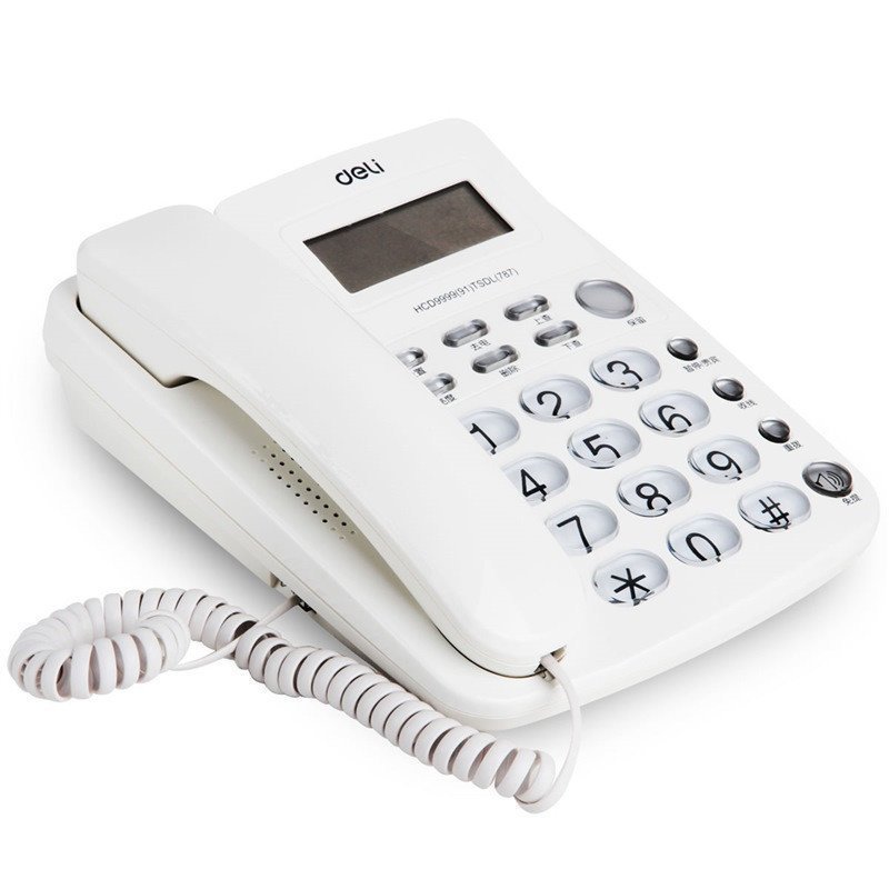 得力789来电显示办公家用电话机/固定电话/座机 时尚透明按键 耐磨不褪色高清大图
