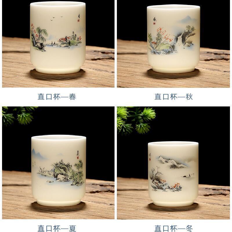 家柏饰(CORATED)羊脂玉小茶杯家用功夫品茗杯描金主人杯单个办公陶瓷个人杯高清大图