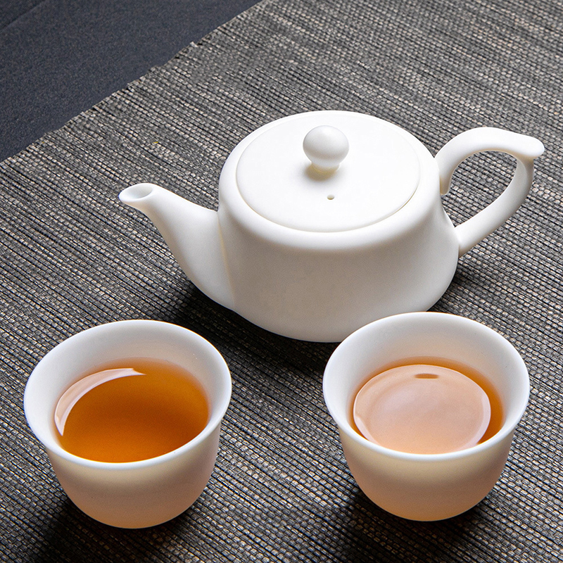 拓牌 3头素烧羊脂玉瓷 一壶两杯 细腻质感圆润杯口 TP049高清大图