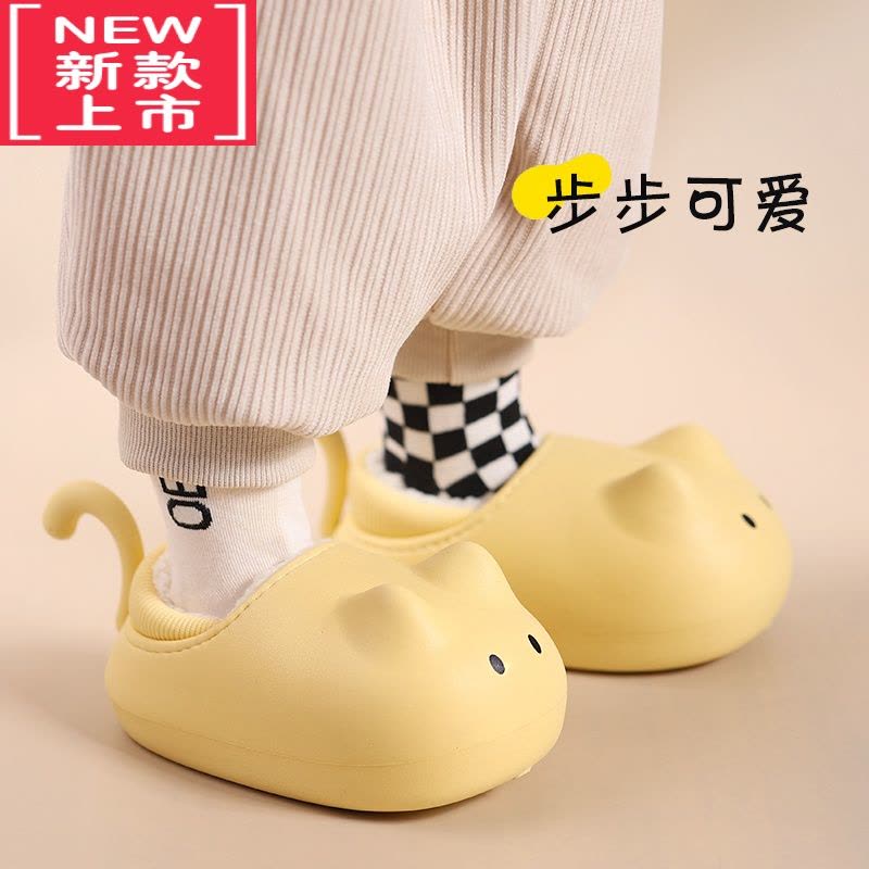 可莉允儿童棉拖鞋女孩冬季2022新款男童女童包跟防水宝宝毛毛棉鞋家居鞋图片