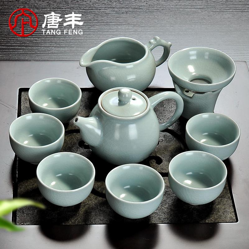 家柏饰(CORATED)仿宋汝窑蝉翼开片可养整套功夫仿汝瓷茶具陶瓷茶壶茶杯套装高清大图