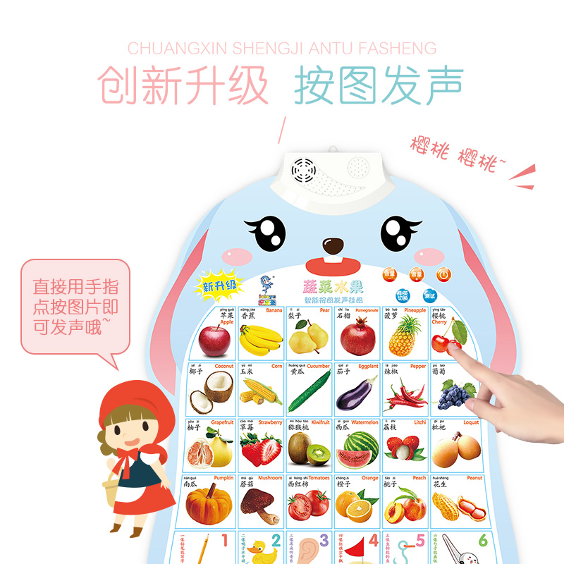 乐乐鱼宝宝有声早教挂图颜色形状幼儿童发声识字学习神器益智玩具墙贴高清大图