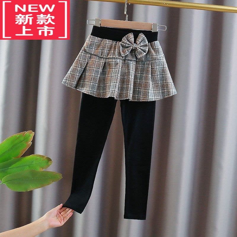 可莉允女童加绒裙裤秋冬新款外穿加厚儿童冬装中大童假两件保暖打底裤春保暖裤图片