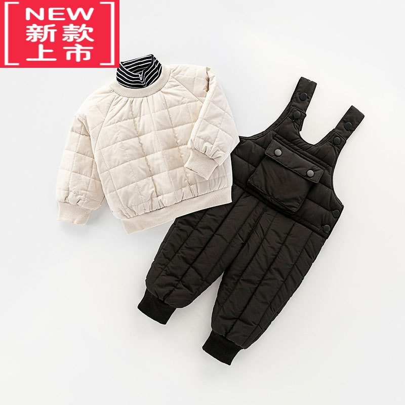 可莉允宝宝背带裤棉裤加棉一岁三岁男童保暖裤儿童裤子婴儿夹棉女童冬装