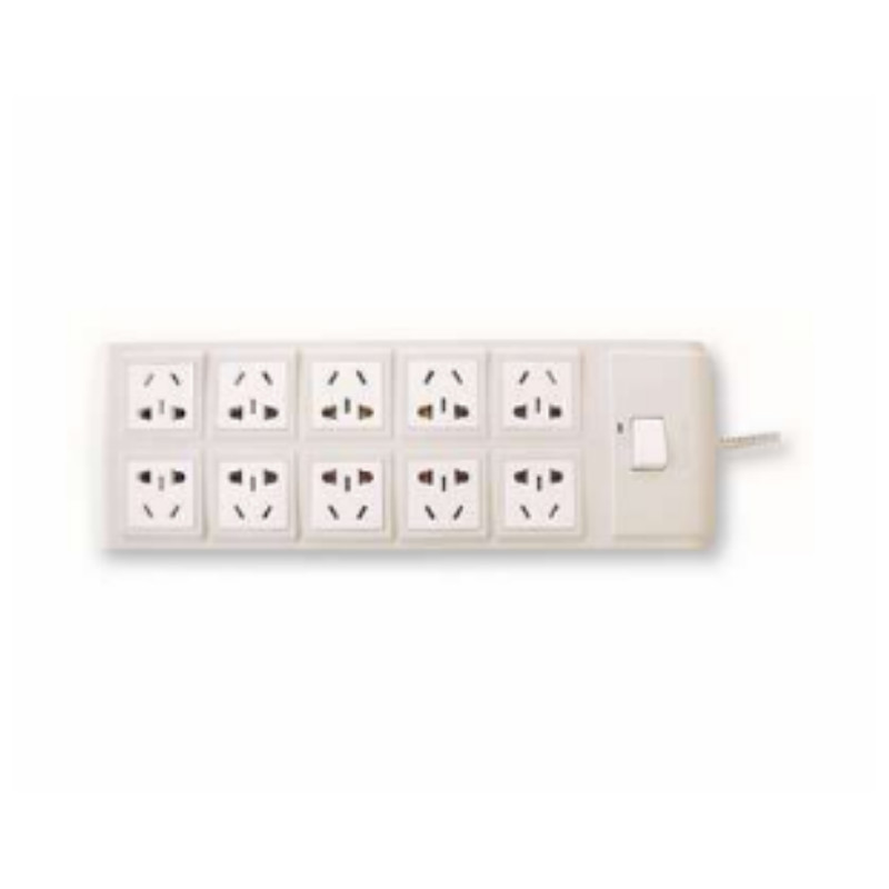 鸿雁 HONYAR ZDD101G10/D/R/5 10位插孔双排,带开关,带过载保护,10A/250V,5米线