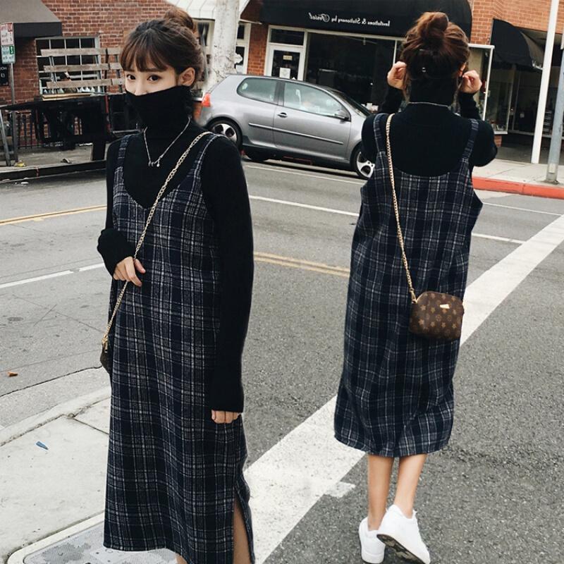 大码女装春装洋气套装胖mm宽松200斤毛衣胖妹妹背带裙两件套