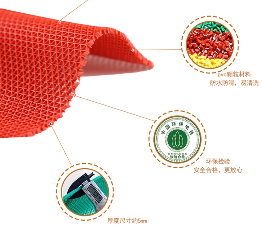 知年 s型镂空防滑垫(0.9m*15m*4.5mm)红灰蓝绿 颜色随机(攀枝花)高清大图