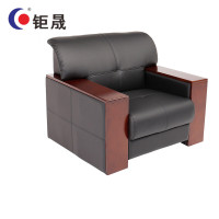钜晟 现代简约 办公沙发 商务接待西皮沙发 JS6017H西皮 单人位 黑色
