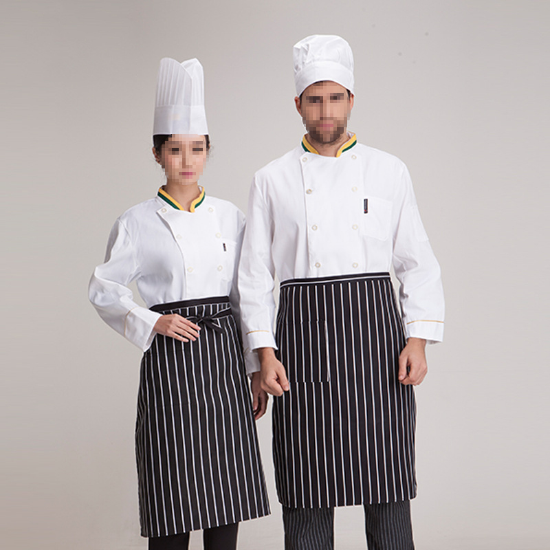 研高(Resehigh) 围裙 厨师围裙半身工作围裙男女黑白条纹(T)高清大图