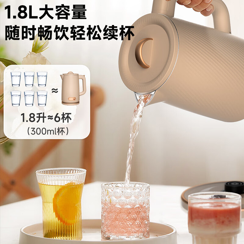谷格电热水壶1.8L304食品级内胆双层隔热防烫GC41高清大图