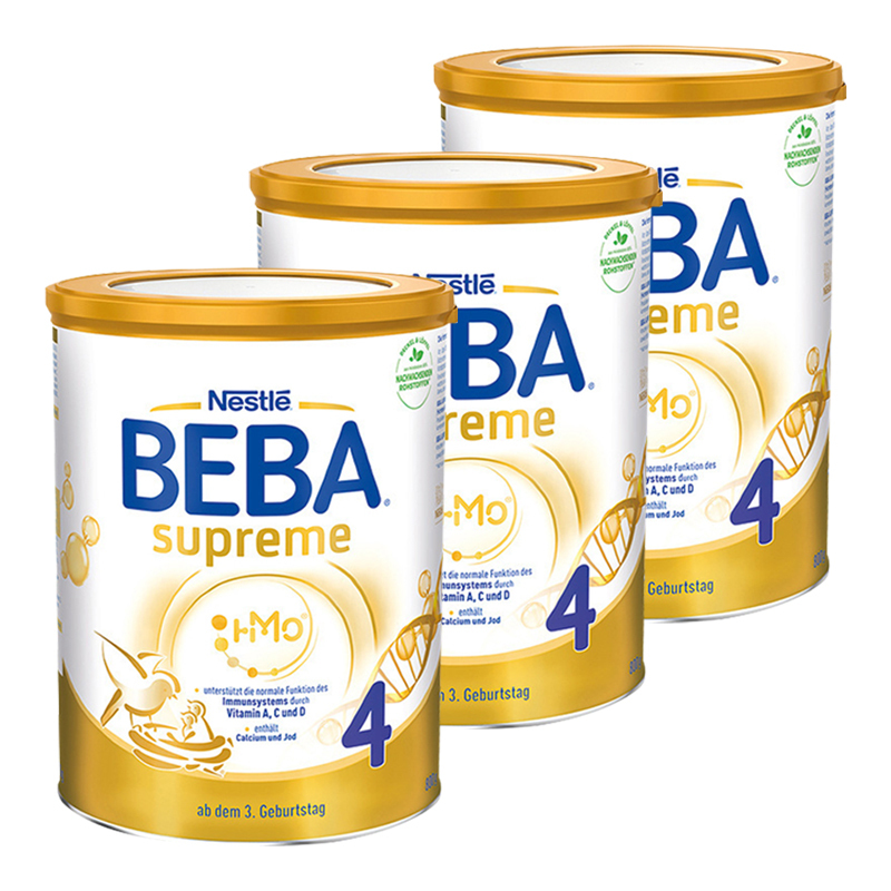 德国雀巢(Nestle)BEBA贝巴至尊版SUPREME五种HMO高端进口婴幼儿四段奶粉800g/罐装 适合3-6岁