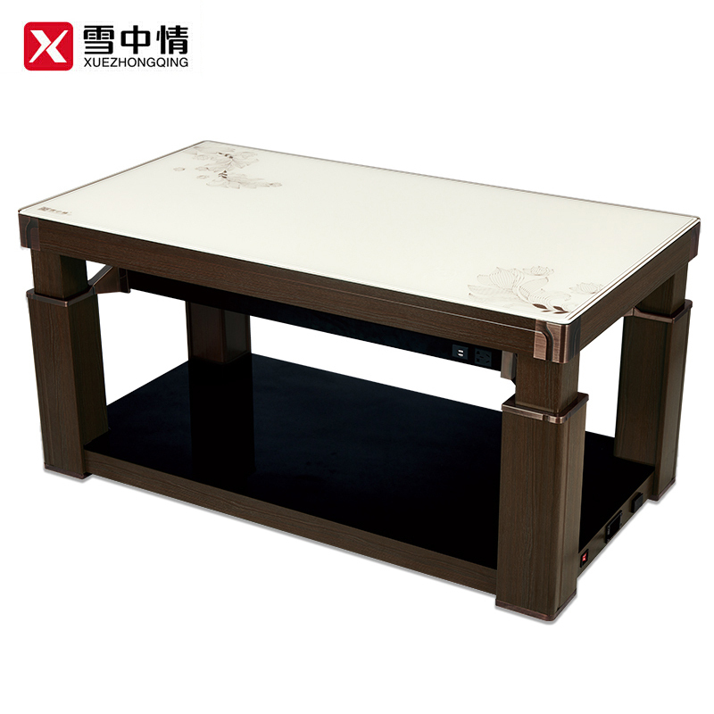 雪中情电暖炉电暖桌S10H升降电暖炉升降电暖茶几电暖桌家用电取暖器烤火炉电烤火桌3D防刮面板125*70*56-74CM