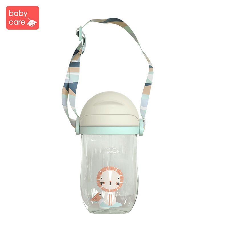 baby care婴儿学饮杯 幼儿园宝宝防摔防呛带手柄重力球儿童吸管水杯 360ml-淡藻绿 2718