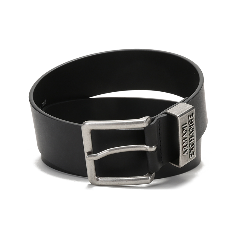 armaniexchange阿玛尼男士牛剖层革仿古做旧针扣式皮带腰带951186cc