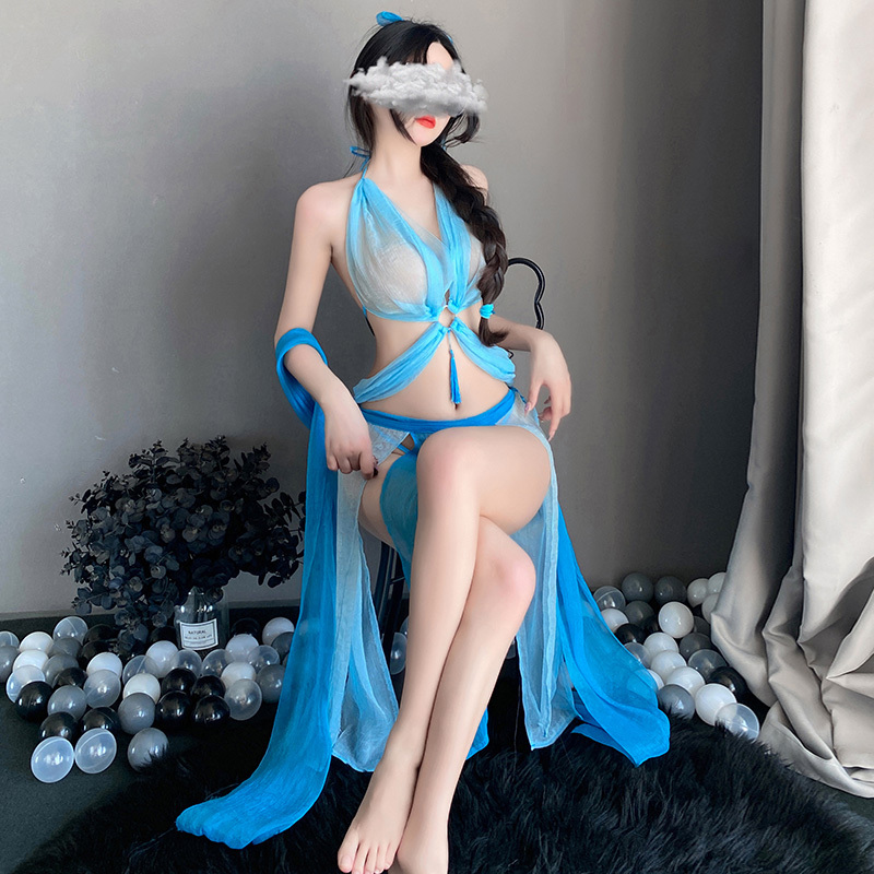 霏慕情趣内衣复古风汉服性感套装制服诱惑角色扮演透视网纱仙女裙女式情趣睡衣丁字裤开裆露乳免脱血滴子成人用品