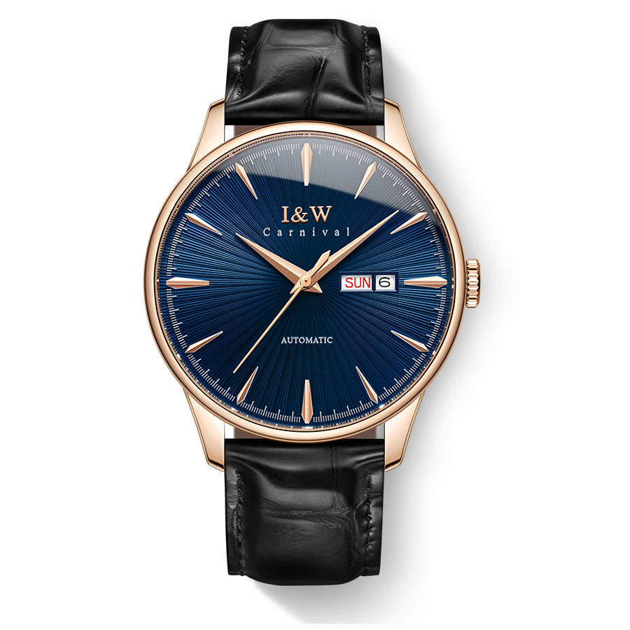 瑞士爱沃驰iwcarnival手表男士全自动机械表男表进口机芯真皮带防水