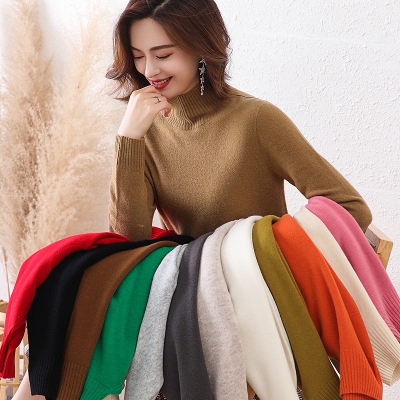 新款100纯羊毛衫高端大牌羊绒衫女秋冬季毛衣新款百搭高领毛衣时尚洋气上衣针织上衣服打底衫女内搭大码显瘦洋气毛衣女高清大图