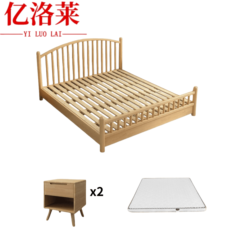 亿洛莱 床+床头柜+床垫 1200*2000mm 套高清大图