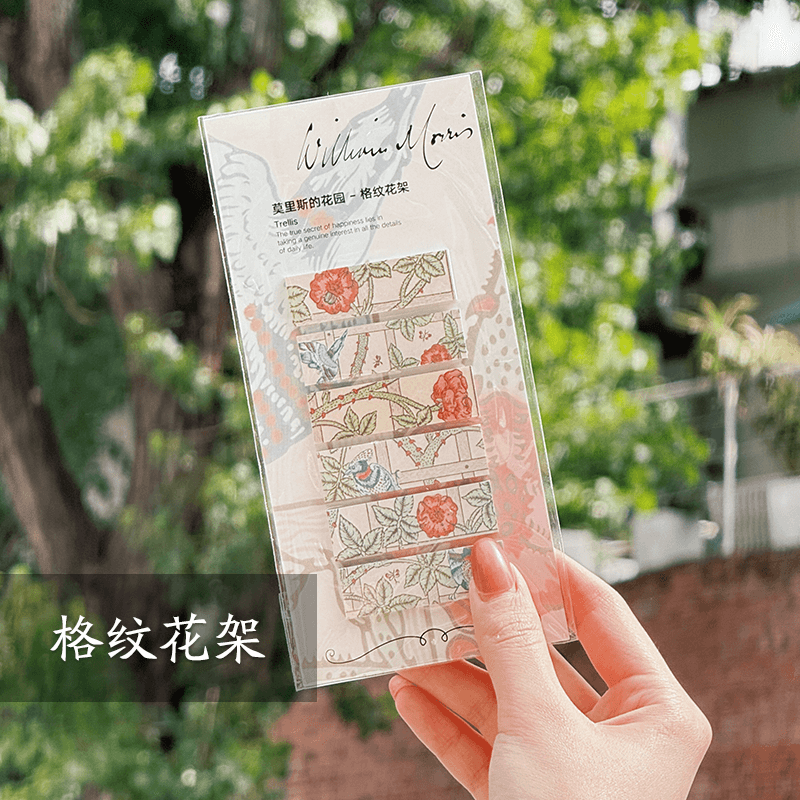 莫里斯花园系列索引贴(套装) [正版]有点想法威廉莫里斯花朵索引贴便利贴标签贴高颜值复古风粘性小条可撕 格纹花架 草莓小高清大图