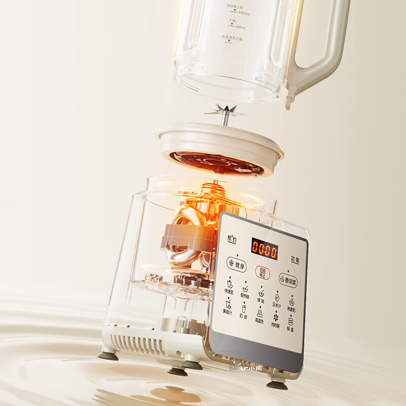 小熊(Bear) PBJ-N10Q1 触控 10叶刀 破壁机家用多功能 三重洁净系统 降噪预约加热全自动豆浆机高清大图