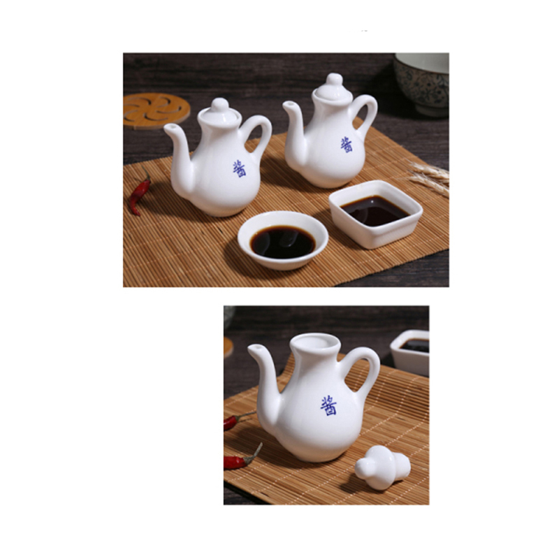 建达 陶瓷白色酱油壶带盖 高10.5*宽6cm(单位:个)