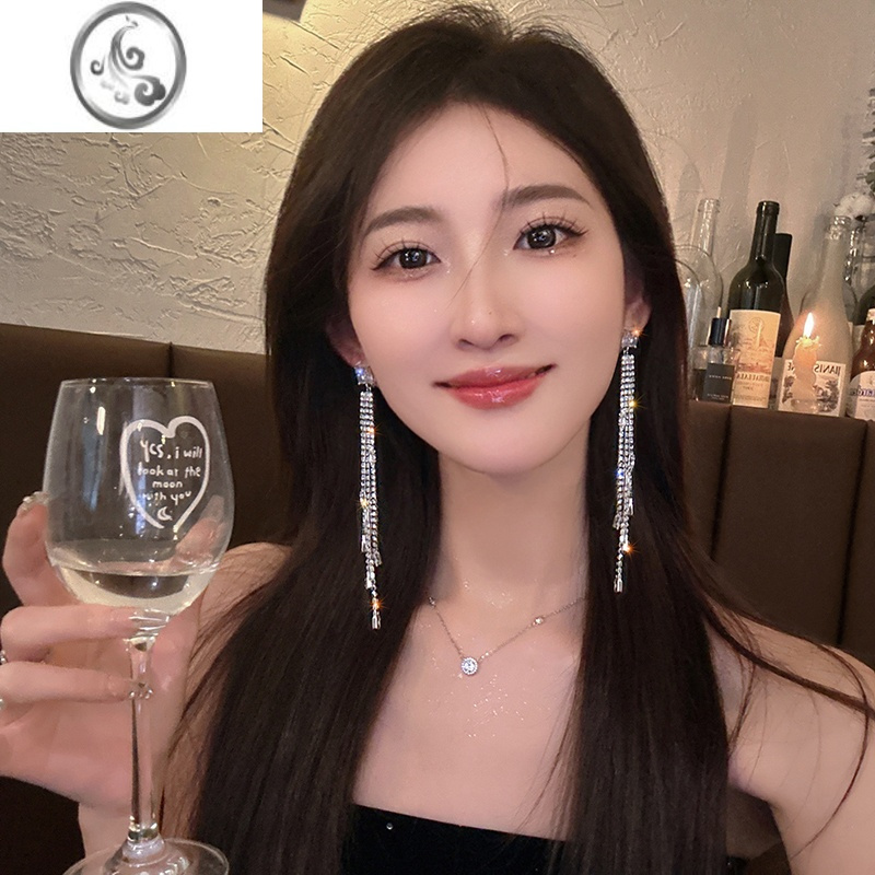 JiMi超闪流苏耳环耳饰女气质长款网红2023年新款潮耳坠法式高级感耳环