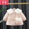 可莉允女童秋冬装2022新款宝宝加厚娃娃领外套1岁3儿童小清新棉袄外套棉服