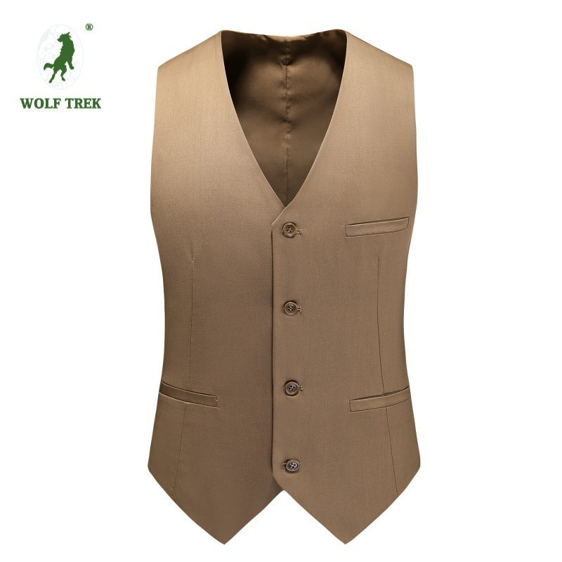 [七匹狼国际公司授权WOLF TREK ]镂空礼服酒店大码西服马甲15个纯色男士修身时尚彩色本命年西装夹
