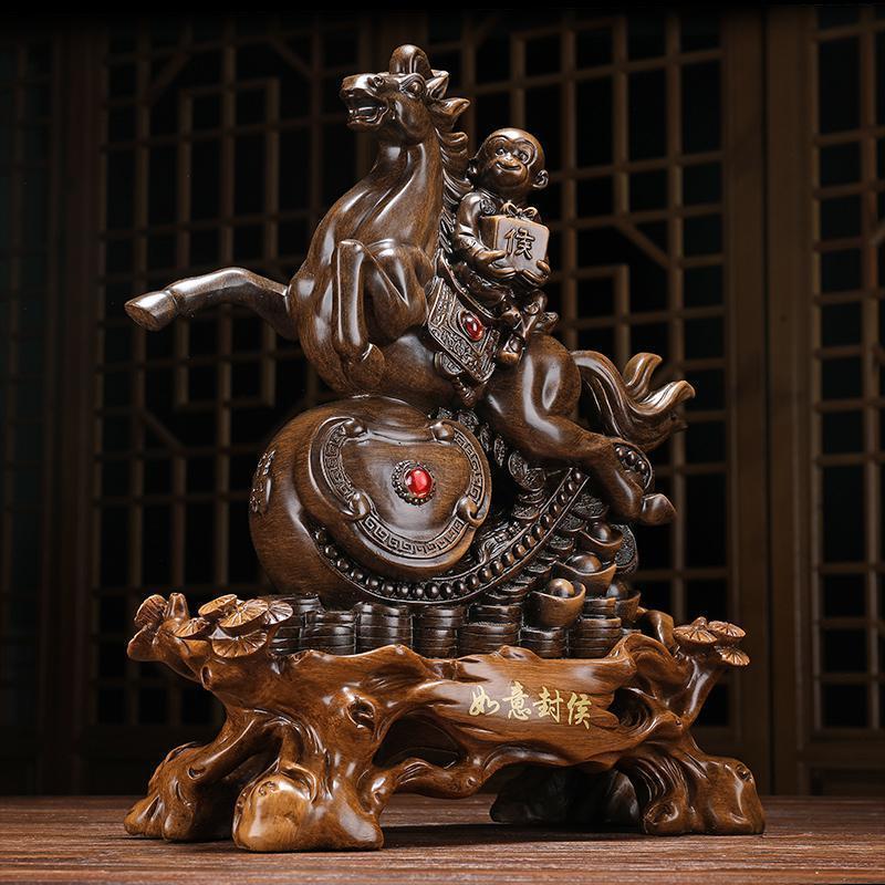 马上封侯摆件马猴子工艺品如意老板办公室桌面书柜客厅装饰品_305_121_859