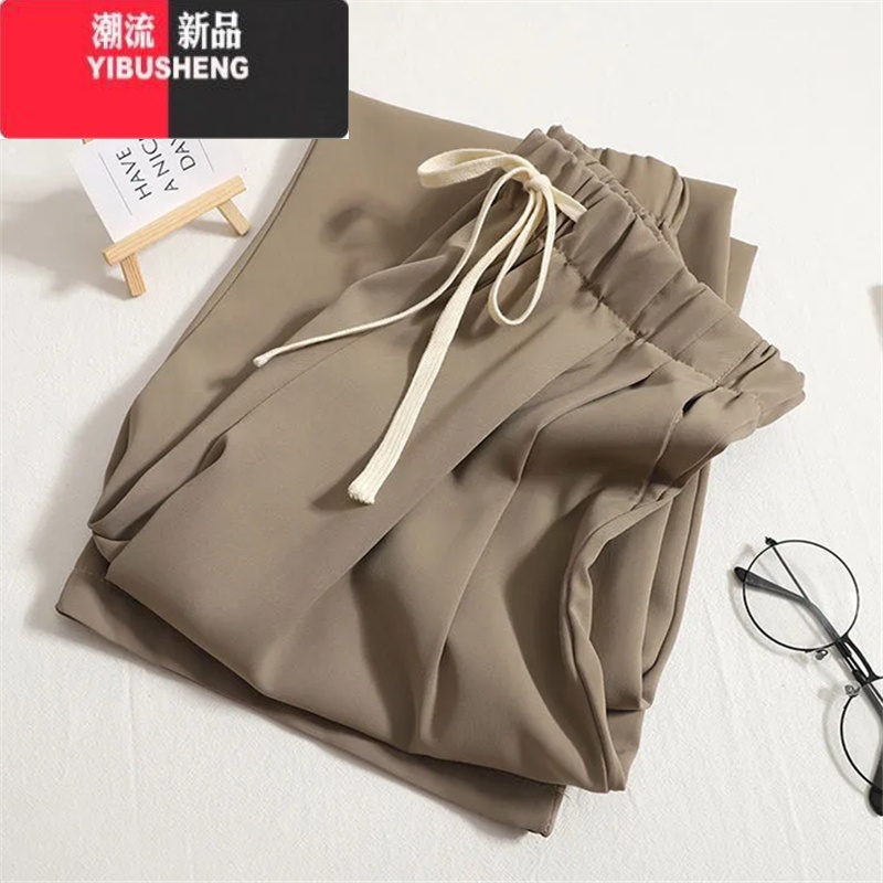 YIBUSHENG大码女装2024新款季胖mm高腰显瘦冰丝阔腿裤薄款休闲宽松直筒裤高清大图