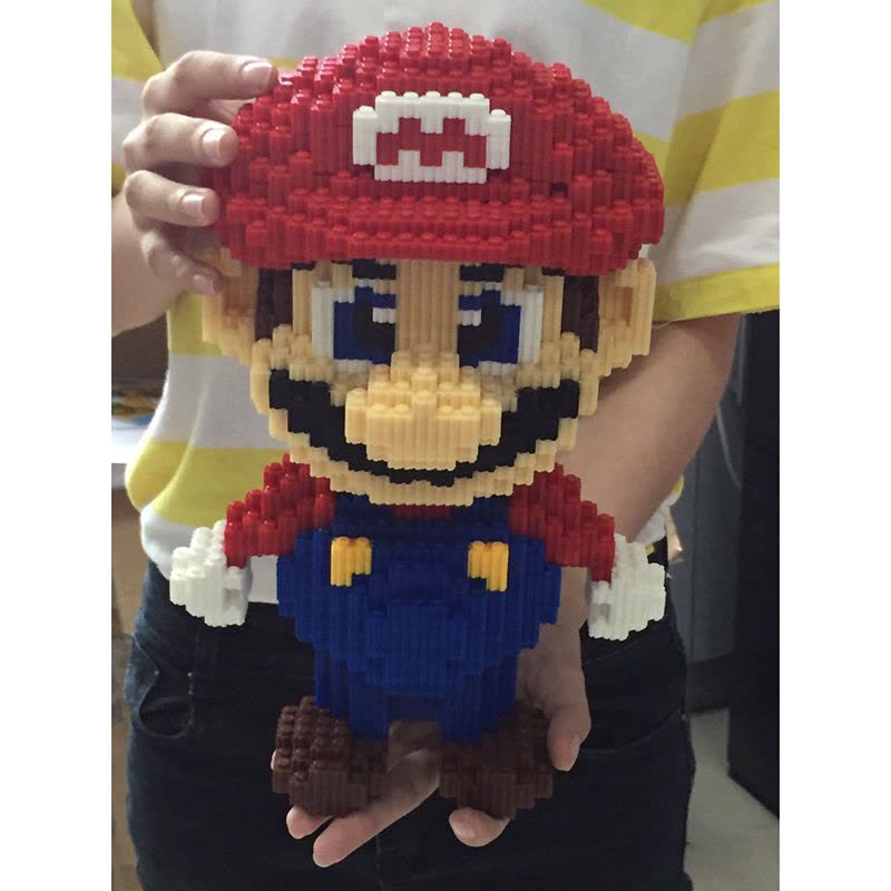 成人钻石拼接小颗粒拼装积木玩具大号兼容乐高马里奥龙猫狐狸 嬉仔红绿马里奥2只XZ8001-02图片