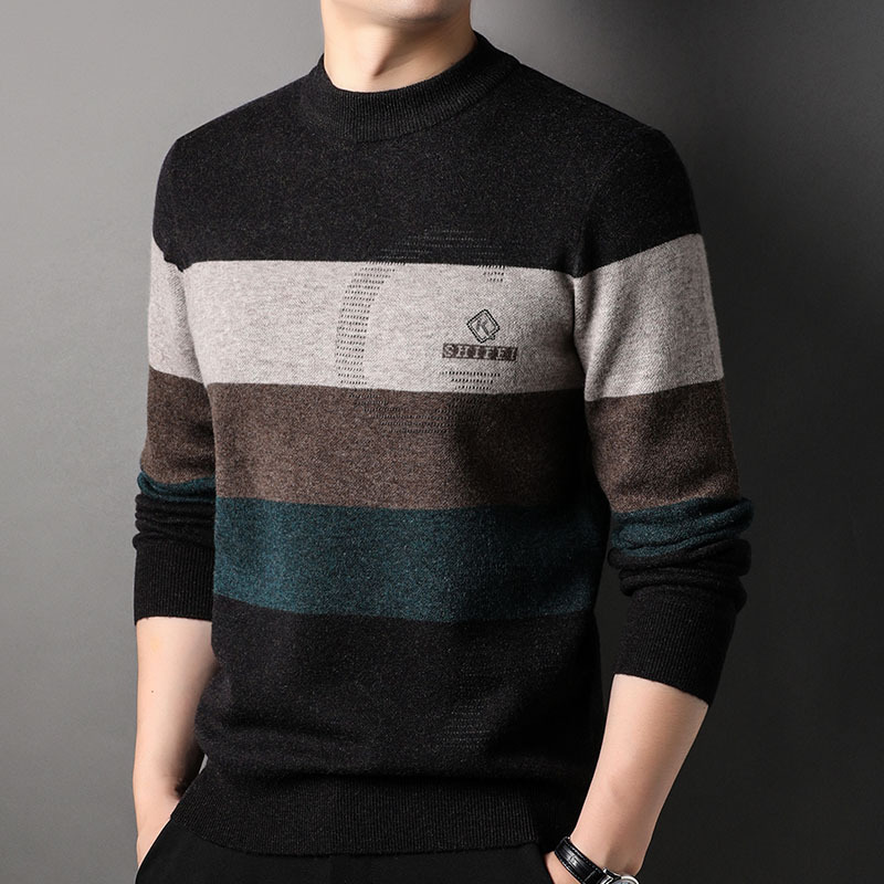 免费试穿 高端山羊绒正品牧绒多斯圆领100%纯羊绒衫男士大码商务青