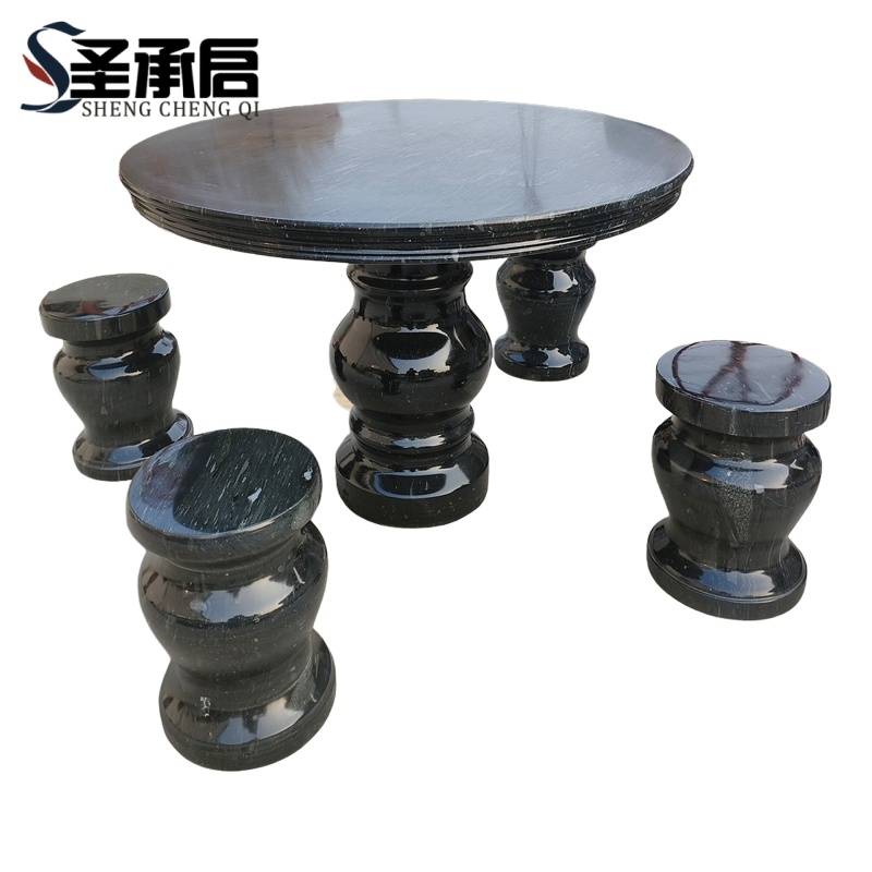 圣承启 户外石桌 直径100cm 套高清大图